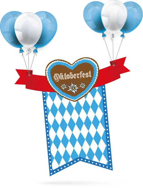 Oktoberfest Nastro del cuore di pan di zenzero — Vettoriale Stock