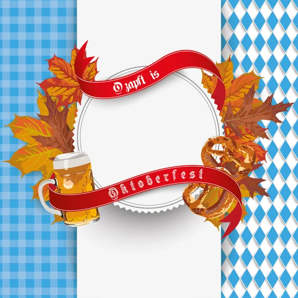 Folhagem de cerveja Emblema de pano Oktoberfest — Vetor de Stock