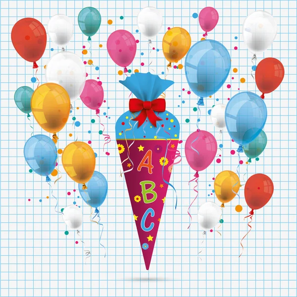 Candy Cone Balloons Checked Paper — Stockvector