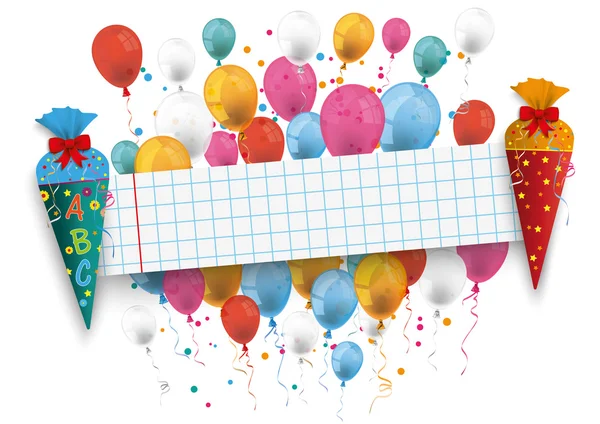 School Paper Banner Balloons — Stockvector