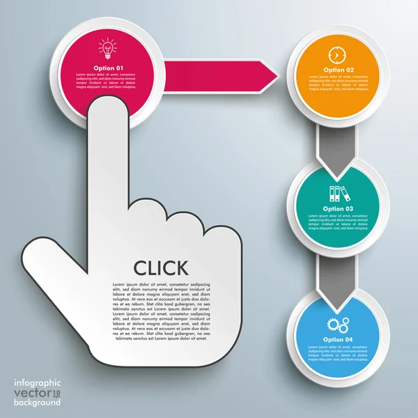 Haga clic en el botón de mano — Vector de stock