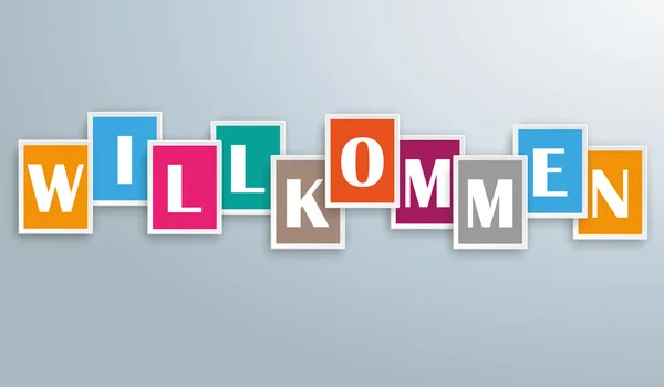 Német nyelvű szöveg "Willkommen" — Stock Vector