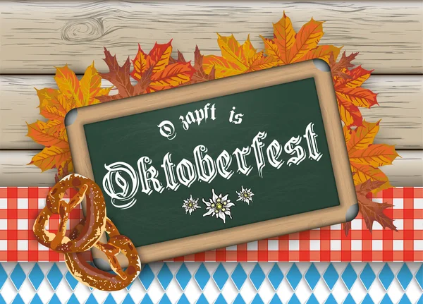 Oktoberfest Blackboard kringla trä — Stock vektor