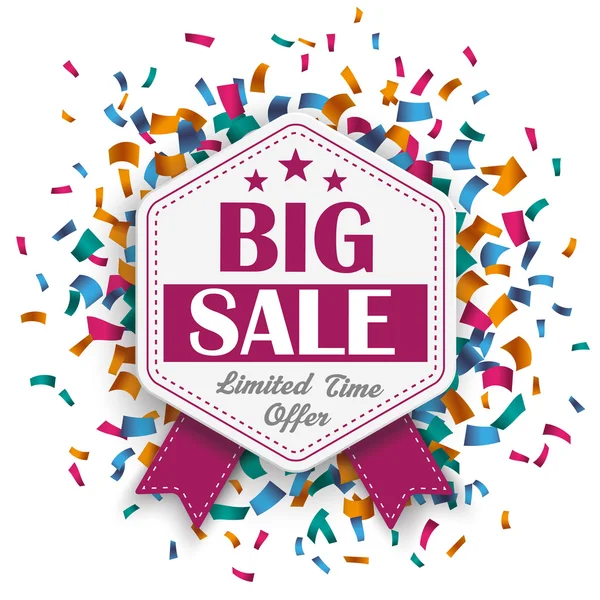 Герб Шестиугольника Big Sale Confetti — стоковый вектор