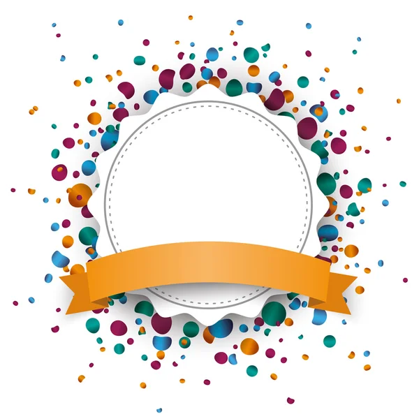 Papier embleem met Confetti — Stockvector