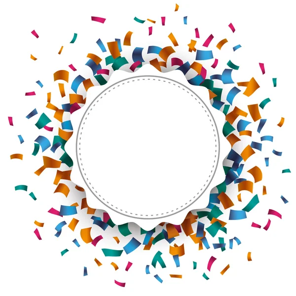 Emblema de papel con Confetti — Vector de stock