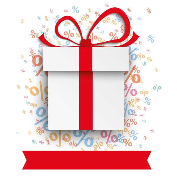 Banner de porcentajes de cartón de regalo — Vector de stock