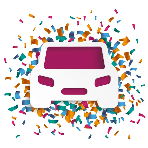 Car with confetti on the white background — Stock Vector