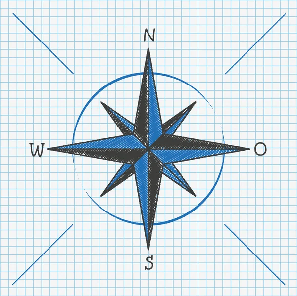 Kollade skola papper kompass — Stock vektor