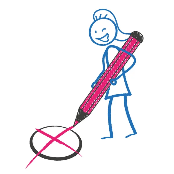 Stickwoman Pen Vota — Archivo Imágenes Vectoriales