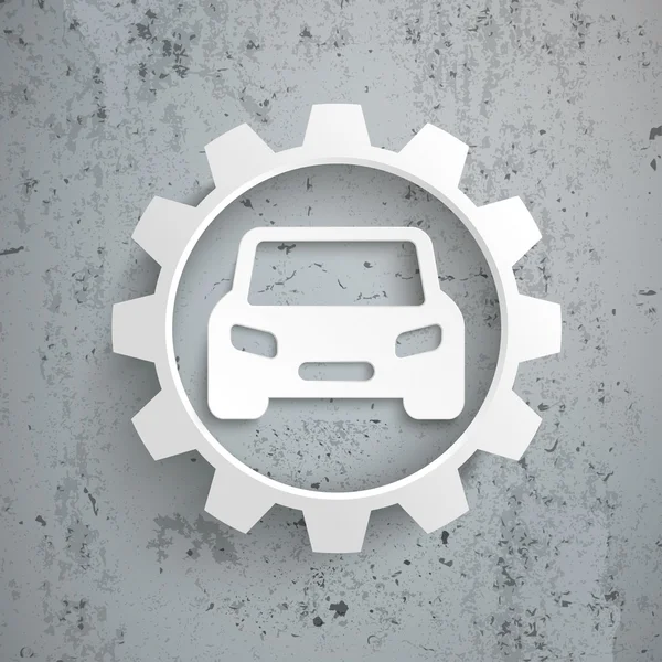 Seis flechas gran engranaje blanco coche concreto — Vector de stock