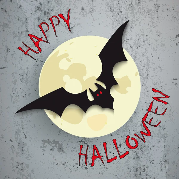 Halloween murciélago y luna — Vector de stock