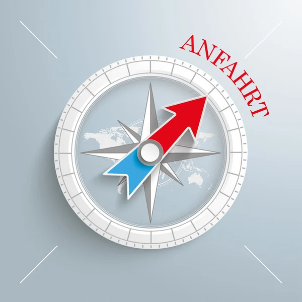 White compass with red text — Stock Vector