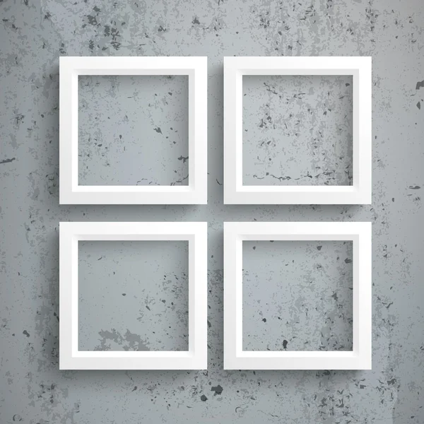 4 witte Frames beton — Stockvector