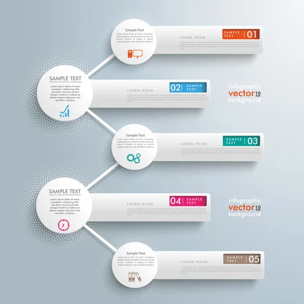 Infografica 5 cerchi di rete — Vettoriale Stock