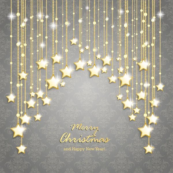 Golden Christmas Stars — Stock Vector