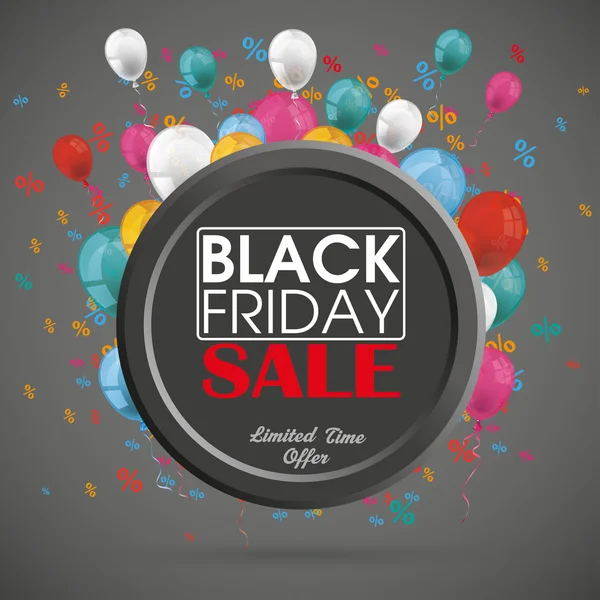 Black Friday Ring ballonnen — Stockvector