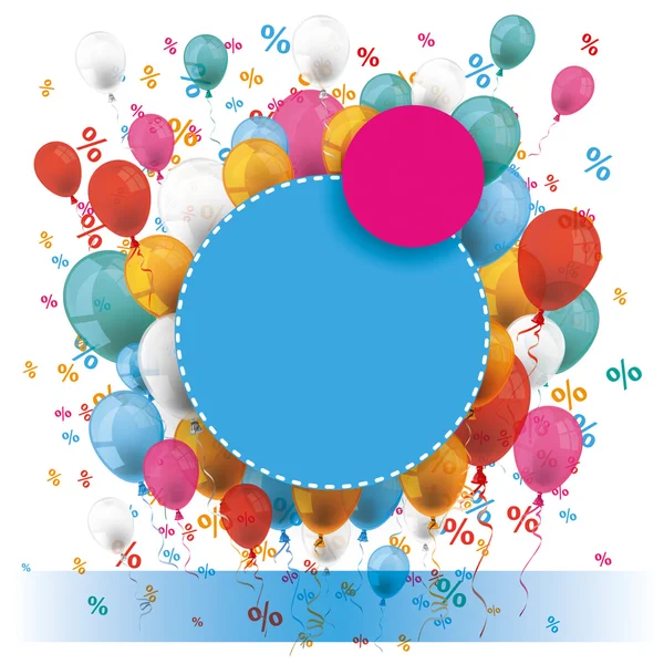 Blue Pink Paper Circles Globos — Vector de stock