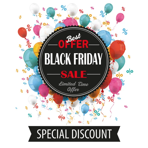 Black Friday embleem ballonnen — Stockvector