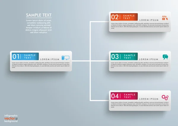 Infografía del símbolo de red 4 pestañas — Vector de stock