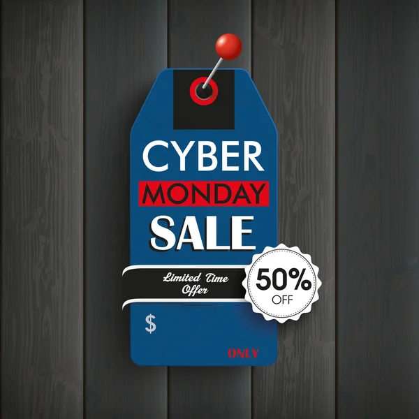 Tablero de madera Cyber Monday Red Pin — Archivo Imágenes Vectoriales