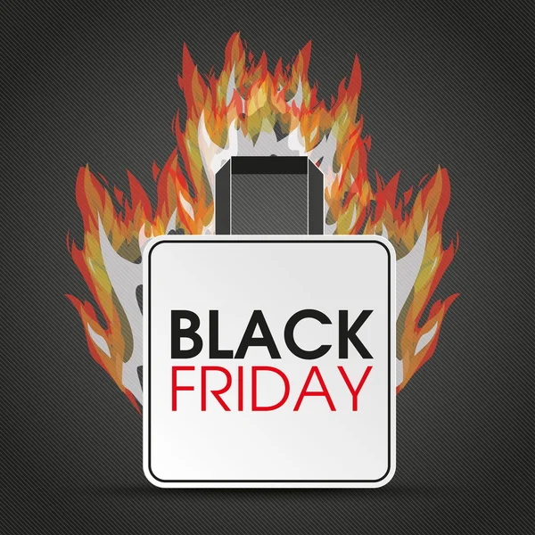 Shopping Bag Black Friday Feuer — Stockvektor