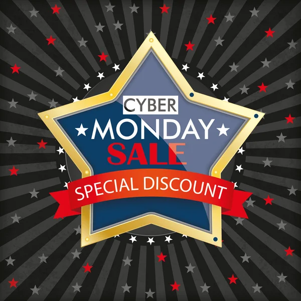 Cyber Monday Streifen goldener Stern — Stockvektor