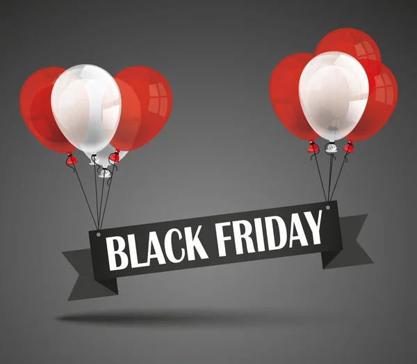 Vliegende Black Friday lint ballonnen — Stockvector