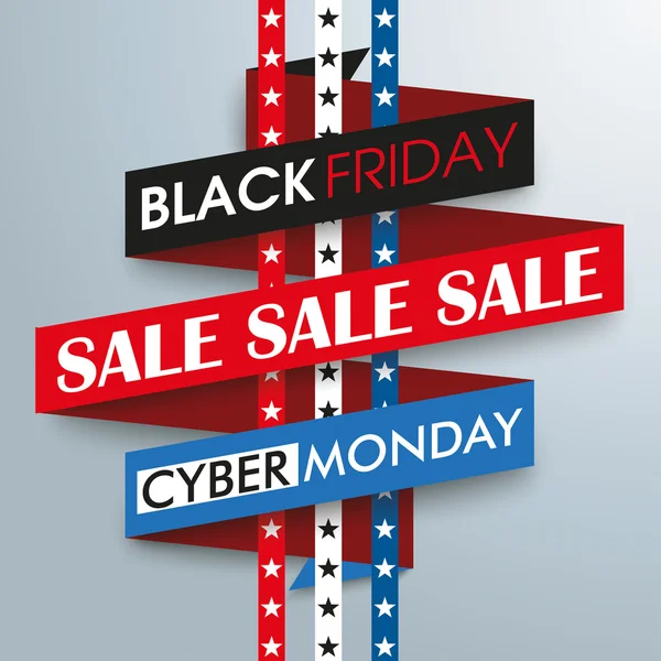 Black Friday Cyber Monday Bändchen Sterne — Stockvektor