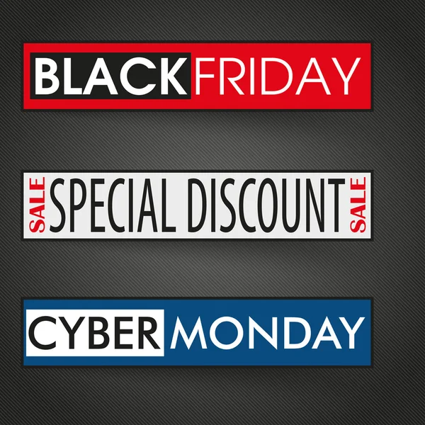 3 banner cyber monday black friday — Stockvektor