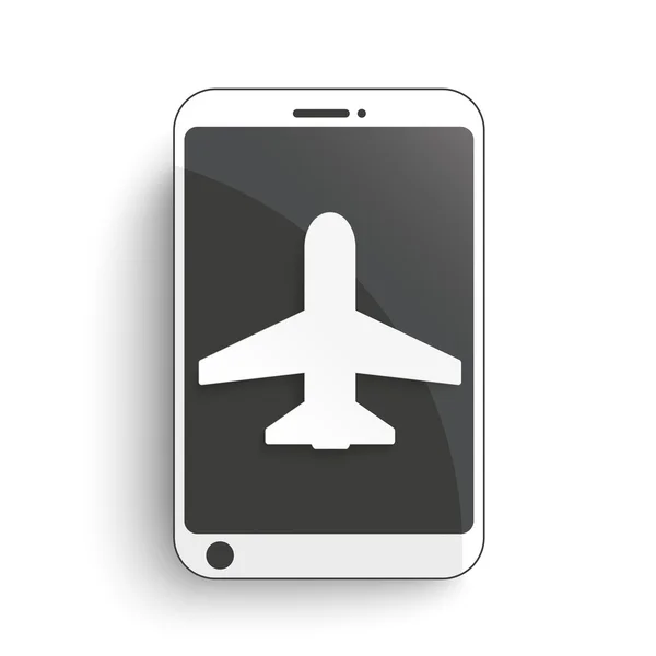 Smartphone mit Flugzeug auf dem weißen — Stockvektor