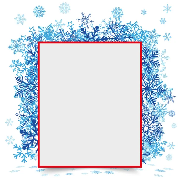 Copos de nieve de marco de papel rojo — Vector de stock