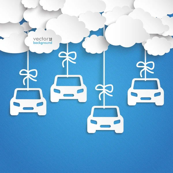 Clouds Striped Blue Sky  and  Cars — Stock Vector