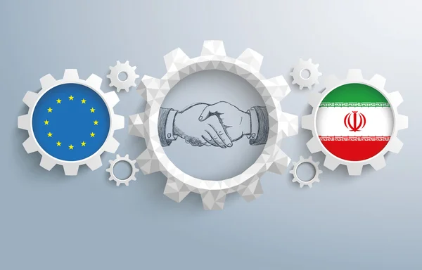 Bandiera UE e iraniana — Vettoriale Stock