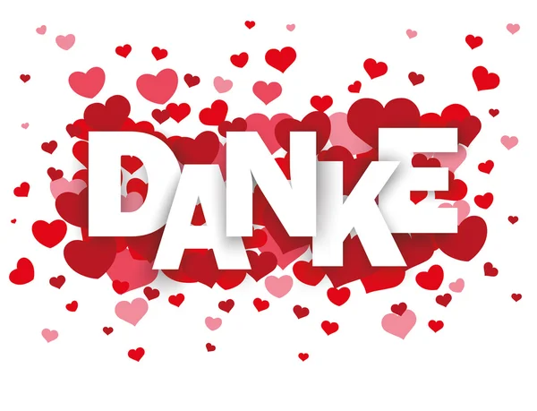 Danke corazones rojos — Vector de stock