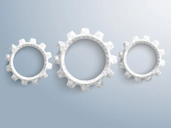 3 Low Poly Gears — Stock Vector