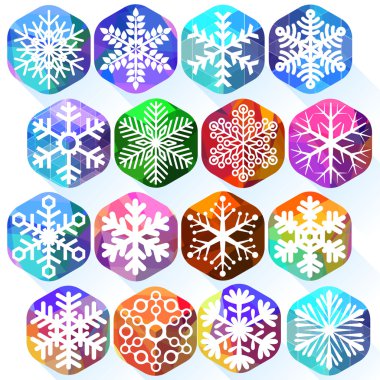 Renkli kış kar taneleri kümesi