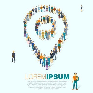 Konumu PIN ve insanlar sembolü.  