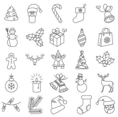 Çizgi Noel simgeler kümesi
