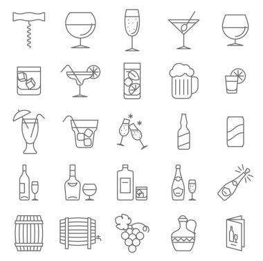 alkol içecekler Icons set