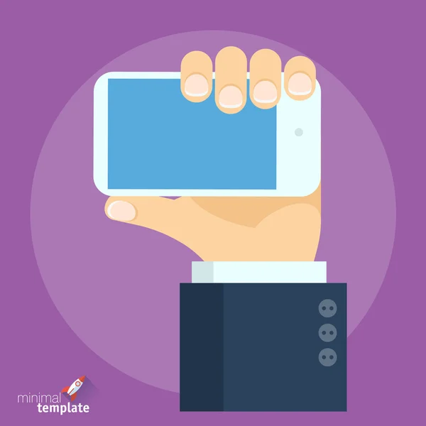 Hand met smartphone icoon — Stockvector
