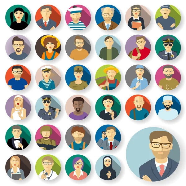 Conjunto de iconos de personajes de personas — Vector de stock