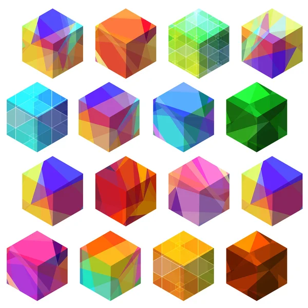 Conjunto de logotipo de cubo colorido abstracto . — Vector de stock