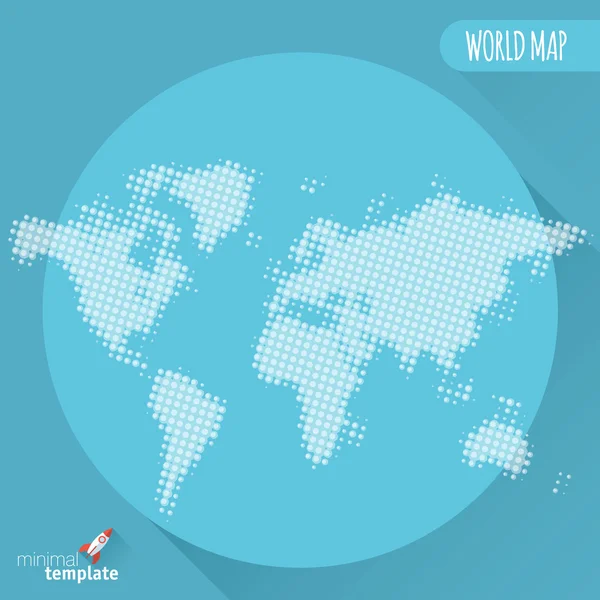 Kropkowane tle mapy świata — Wektor stockowy
