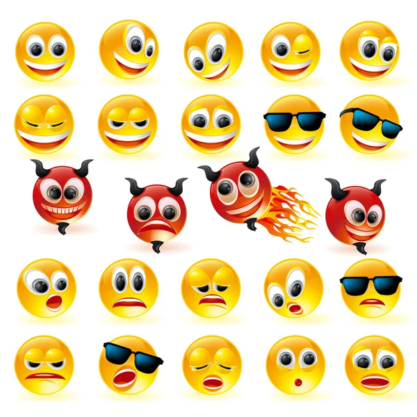 Πολύχρωμο Emoticons, emoji σετ — Διανυσματικό Αρχείο