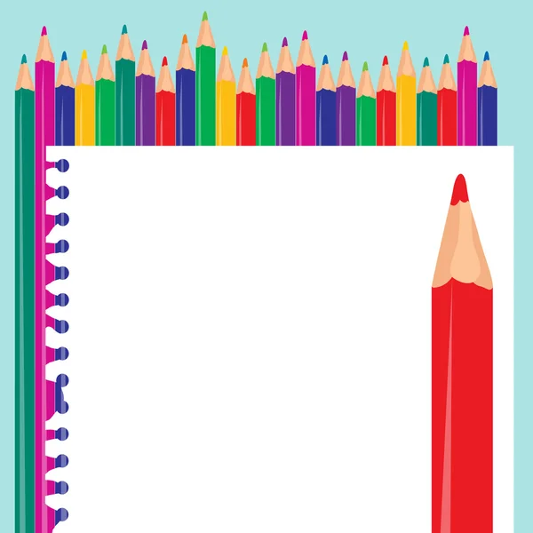 Colorful pencils and paper background — Stock Vector