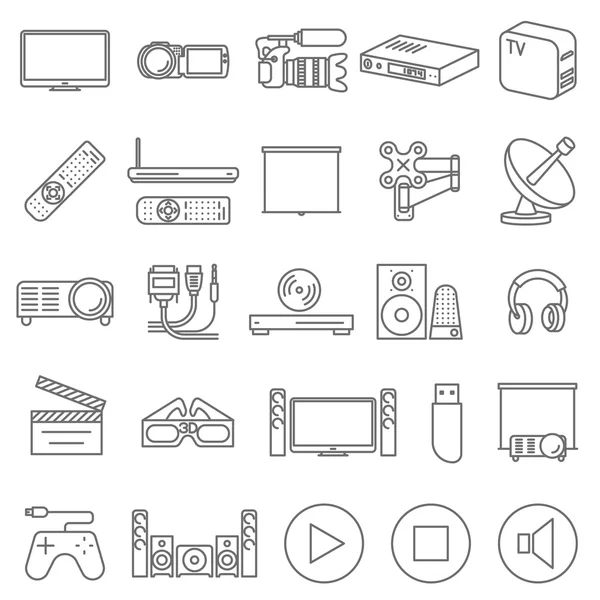 Eletrodomésticos eletrônicos Conjunto de ícones —  Vetores de Stock