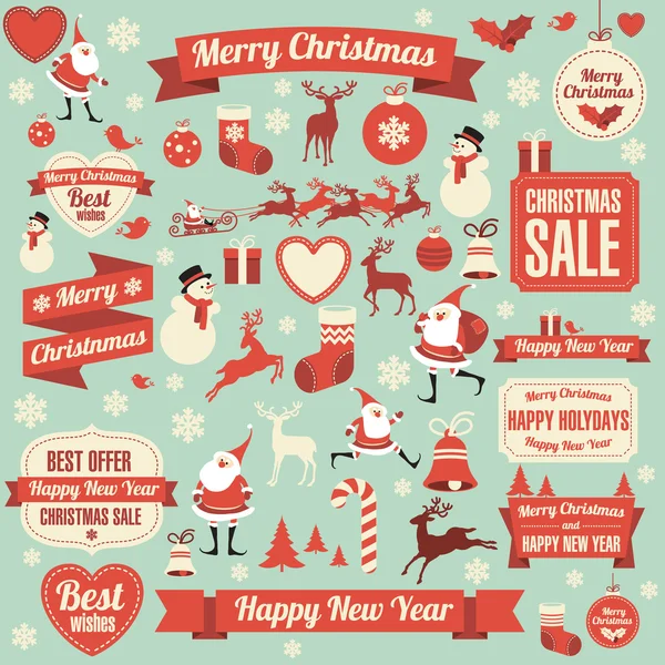 Christmas and New Year design elements — Stock Vector