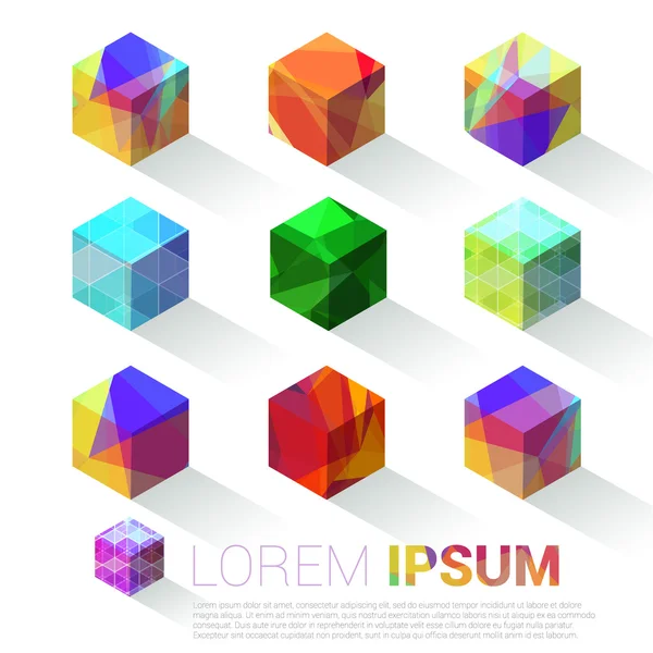 Ensemble de logo cube coloré abstrait . — Image vectorielle