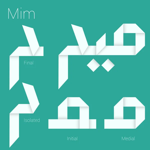 Papier Arabisch lettertype brief Mim — Stockvector